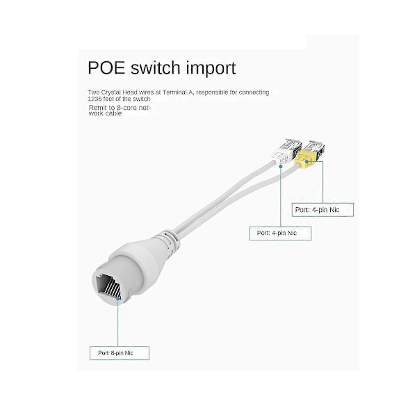 2-i-1 POE Kamera Forenklet Kabelkoblingssplitter Kabelkobling Treveis RJ45 Hode POE Kamera