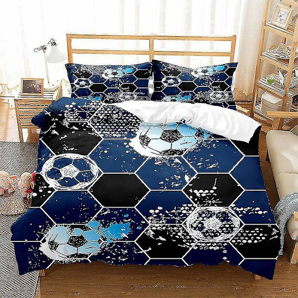 Jalkapalloprintti-vuodevaatesetti Pesäpallo Jalkapallo Koripallo Kuvio Pussilakanasetti Koti Makuuhuone Sisustus Vuodevaatteet W style 2 200*228three-piecesuit