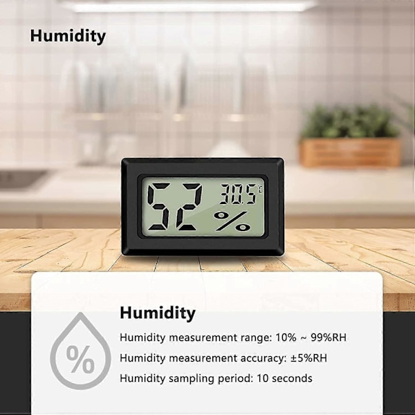 Mini Digital LCD Termometer Hygrometer Temperatur Fuktighet -50~70 10%~99% RH Bærbar Termometer Termo Hygrometer Indikator for Kontor Kjøkken Hum
