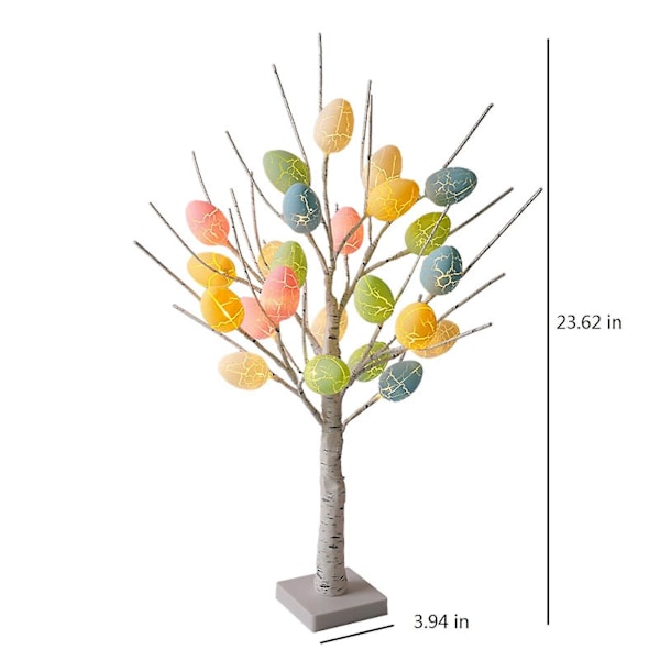 Säsongs- & Högtidsdekorationer 24 LED Färgade Ägg Halloween Träd Ljus 58 cm Färgade Ägg Träd Bordsdekoration För Halloween & Juldagen Inomhus Hem