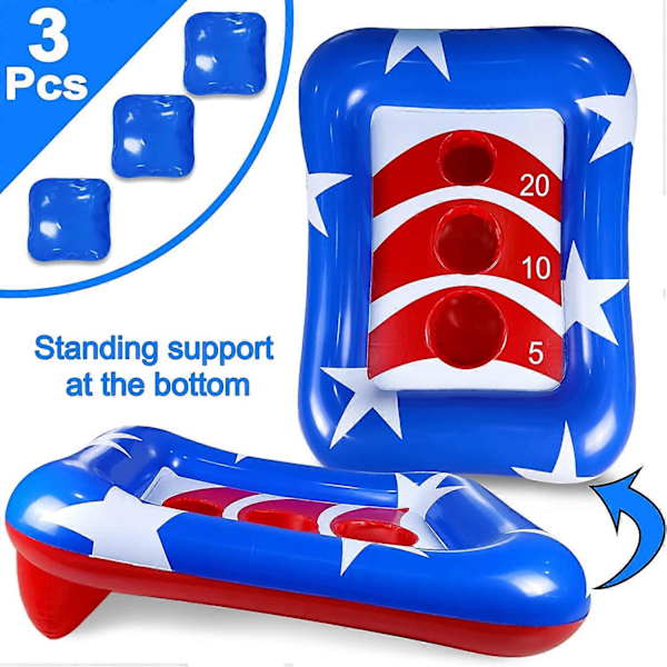 Uppblåsbar Pool Cornhole Set Kastspel, Poolleksaker för Barn Vuxna Utomhus Strandleksaker