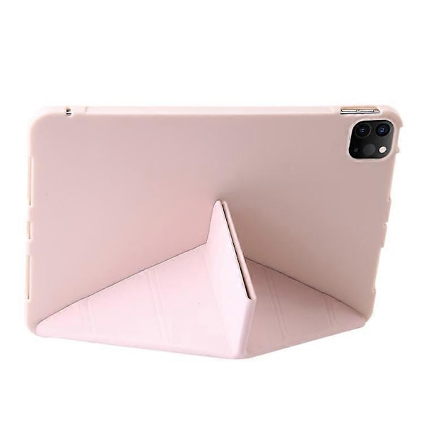 Kompatibel med iPad Pro 13 (2024) Deksel Origami Stativ Auto Sleep / Wake PU Lær+Silikon Nettbrettdeksel Pink