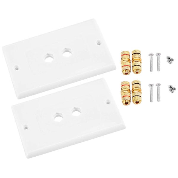 2 kpl Yksittäinen 1.0 Kaiutinkaapelin Seinälevy (Banaaniliitin Seinälevy) 1.0 Kaiuttimelle, Valkoinen