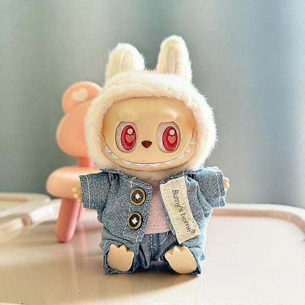 17cm Mini Plyschdockas Kläder Outfit Tillbehör För Korea Kpop Exo Labubu I II Idol Dockor Sittande Party Overaller Kläder Gåva 13
