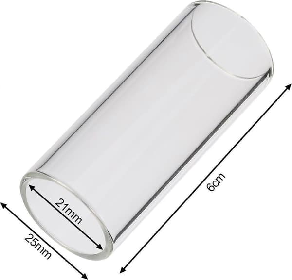 2 Stykker Glas Slide og Rustfrit Stål Slide i Æske til Guitar, Bas, Medium (6 cm)