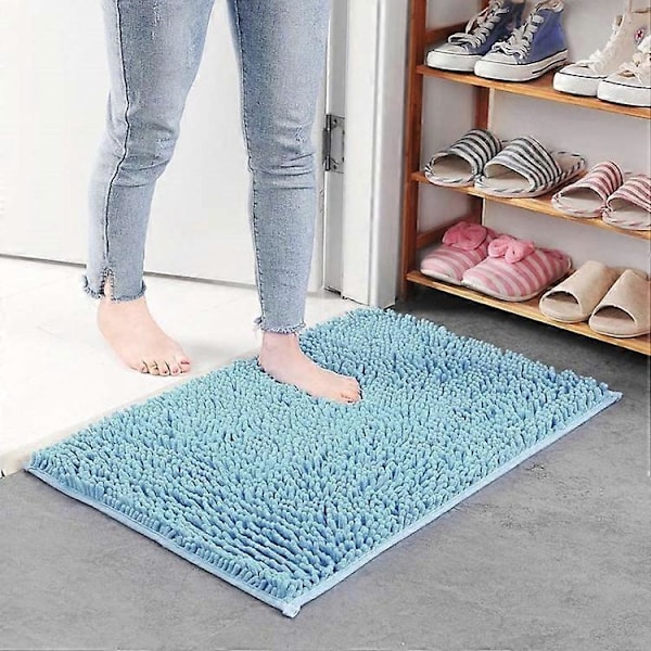 50x80cm Chenille Golvmatta Absorberande Halkfri Badrumsmatta Azure