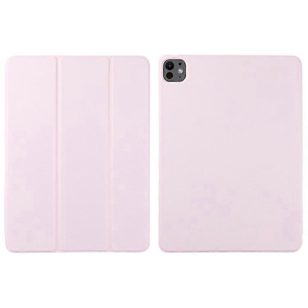Kompatibelt Fodral för iPad Pro 11 (2024) PU Läder Tri-fold Ställ Magnetisk Stängning Tablet Skydd Pink