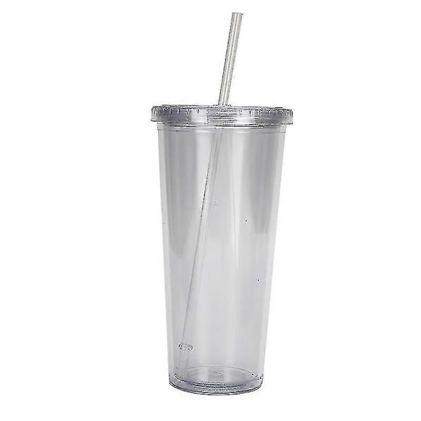 24oz Klassisk Tumblerkopp med Lock och Återanvändbart Sugrör