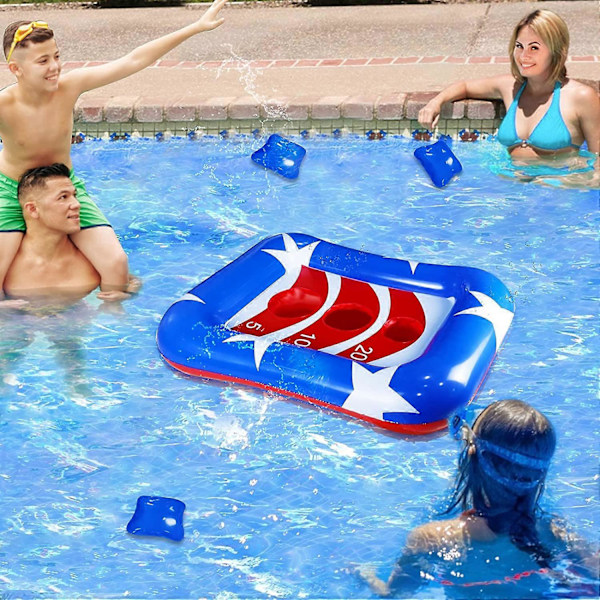 Uppblåsbar Pool Cornhole Set Kastspel, Poolleksaker för Barn Vuxna Utomhus Strandleksaker
