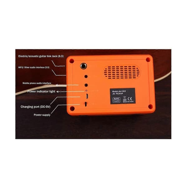 Bärbar Akustisk Gitarrförstärkare Högtalare 5Watt Akustisk Gitarrförstärkare Normal/Bright Dual Chan