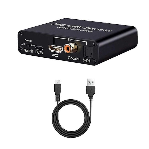 192KHz ARC Audio Extractor Digital til Analog Audio Konverter ARC til Optisk/SPDIF Koaksial Stereo L/R 3.5mm