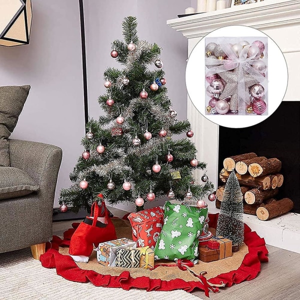 Joulukoristeet - 30 kpl 3 cm särkymättömät roikkuvat joulupallokoristeet - Täydelliset kodin hääkoristeisiin - Väri: Pinkki