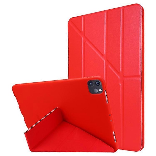 Kompatibelt Fodral för iPad Pro 13 (2024) Origami Ställ PU Läder+Silikon Tablet Skydd Red