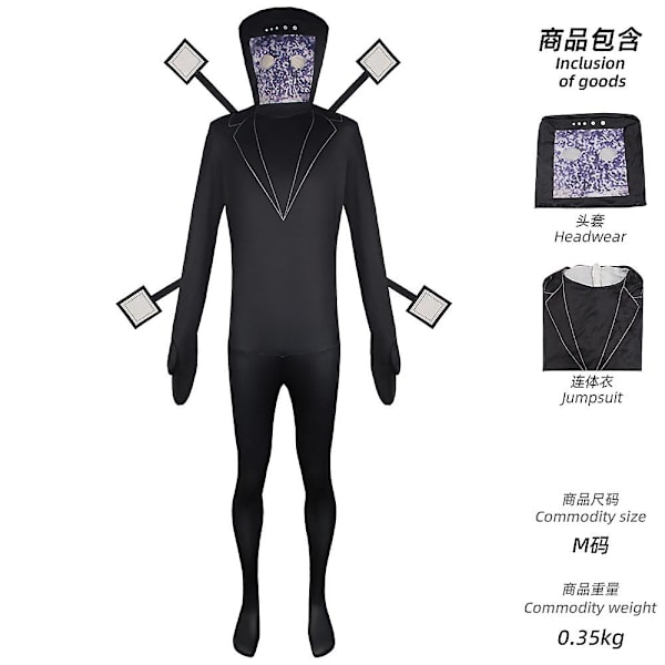 Skibidi Toalett Cosplay Kostym Högtalare Man Kameraman TV Man Cosplay Skibidi Toalett Kostym Spel Kläder Kostym Mask Barn Vuxen Snowflake TV Man Onesie M