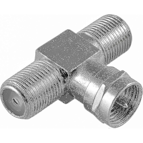 2x Koaxial T-delare För Sat-TV (2x Hona F-kontakt Till 1x Hane F-kontakt), F Antennsplitter Adapter För Koaxialkablar - Antennkabel (antennkoppling), C
