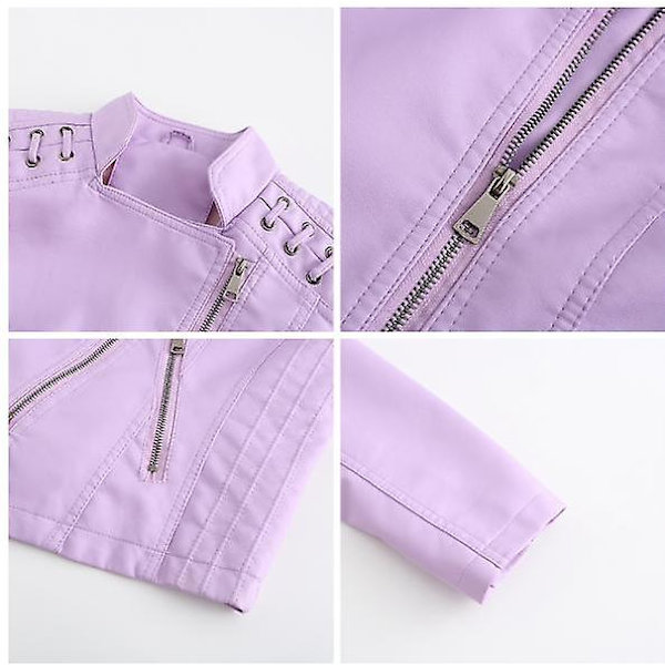 Skinnjacka för damer, avslappnad modell med dragkedja, finns i 12 färger purple C M