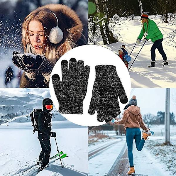 Vinterhandskar för män och kvinnor - Pekskärmshandskar Antiglid Silikon S-l Black M
