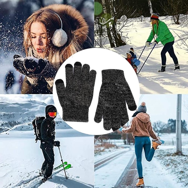 Vinterhandsker til mænd og kvinder - Touchscreen handsker skridsikker silikone S-l Black M