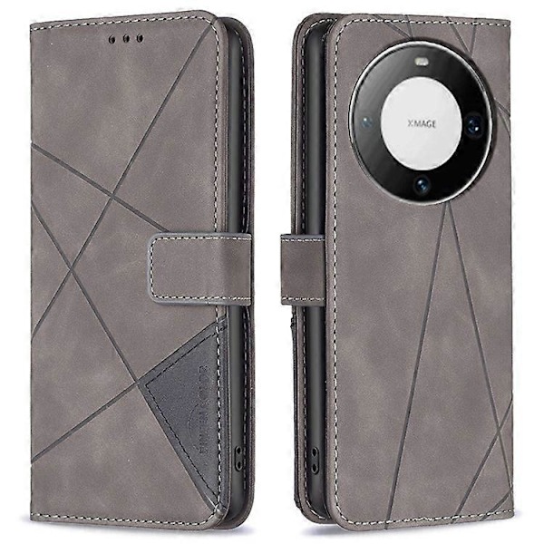 BINFEN COLOR BF05 Kompatibel med Huawei Mate 60 Pro / Mate 60 Pro+ Wallet Præget Læder Telefon Cover Stativ Grey