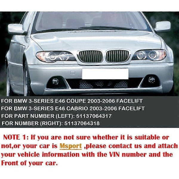 til- E46 3 Serie 2003-2006 Front Motorhjelm Center Nyre Grill