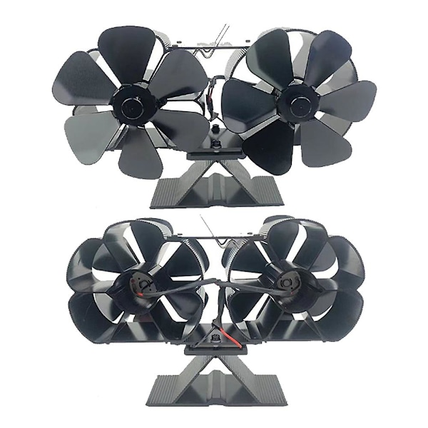 Brændeovnsventilator Varmedrevet Dobbelt Lydløs Motor 6 Blade Ikke-Elektrisk Varmeaktiveret Pejseventilator wi