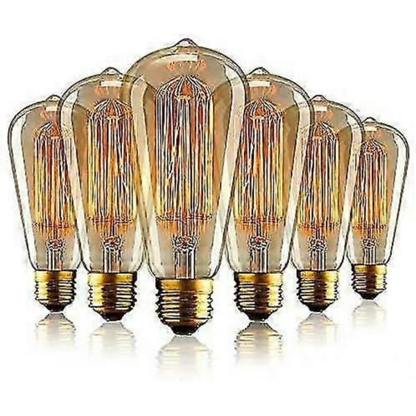 Glödlampor, dimbara skruvlampor vintage LED filamentlampa, 6 st