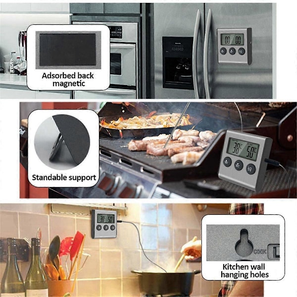 Digitalt kjøkkentermometer BBQ Ovn Kjøtt Grill Funksjon Varmemåler Hjemmebaking Husholdningsmatlaging T