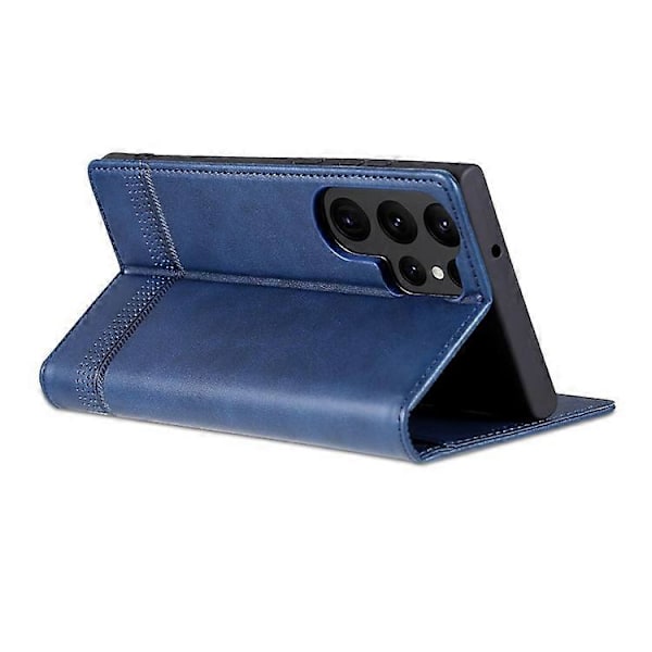AZNS Yhteensopiva Samsung Galaxy S24 Ultra -kotelo Magneettinen imukuppi Nahkainen puhelinkotelo Lompakkotelineellä DarkBlue