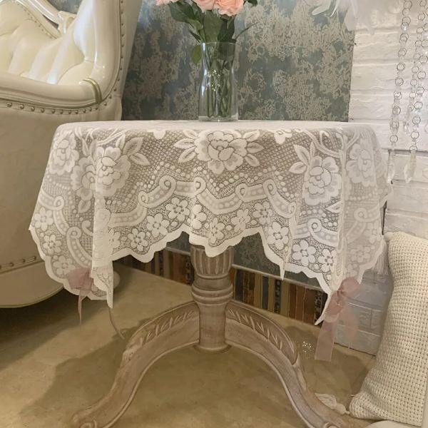 Vintage pitsipöytäliina joulu neulottu yöpöydän peite ruusu työpöytä kahvipöytäliina tabletit ruokailu häät sisustus ER9 see chart 85x85cm