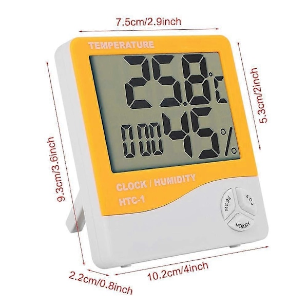 Inomhustermometer med hygrometer och digital LCD-display för hem, kontor, växthus, inomhusträdgård