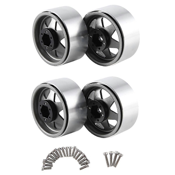 4 st 1,9 tums metall Beadlock hjulnav fälg för 1/10 RC Crawler Axial SCX10 II III TRX4 D90, Grå