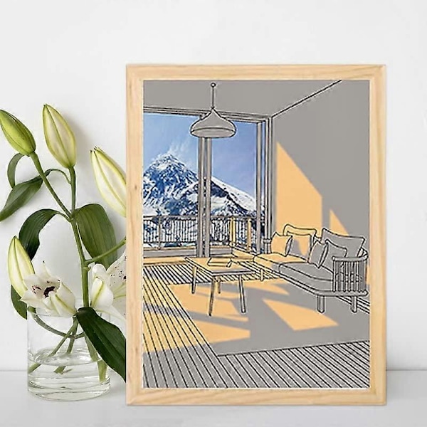 Lysende Maleri Dekor Led Skyggeboksramme 3 Farger USB Justerbar Kunstlysramme Malerilys Veggkunst For Soverom Stue