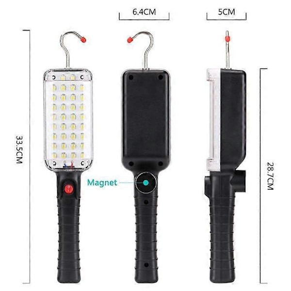 USB genopladelig 34 LED arbejdslygte, super lys magnetisk inspektionslampe med krog til bilreparation, camping