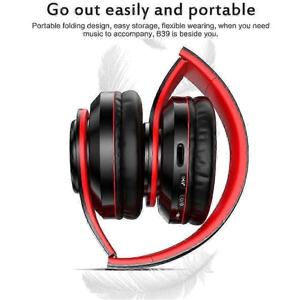 B39 Trådlösa hörlurar Bluetooth-hörlurar Hifi Stereo Headset Vikbart spel över örat med mikrofonhörlurar full white