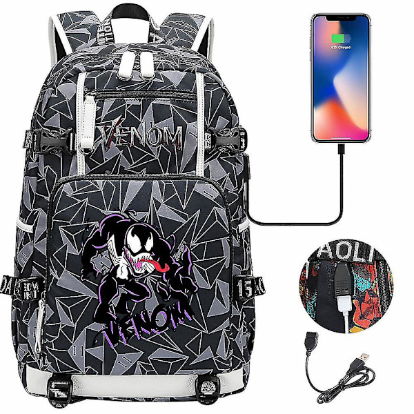 Venom Fashion Tryckt Usb Ungdom Skolväska (3-20) Color-6