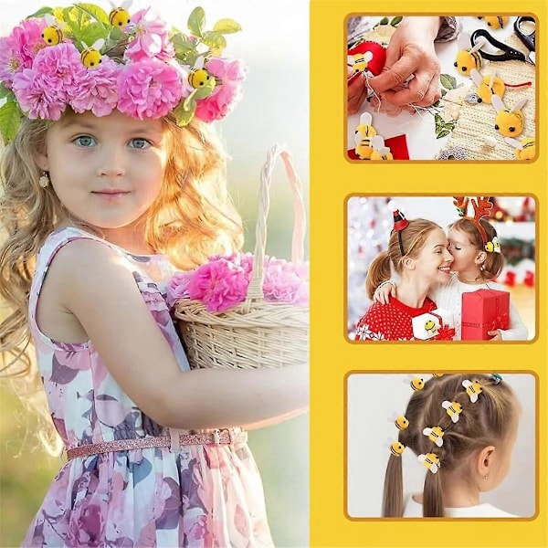 50 stk. Bie Pompom Hårball Polyester Barnehodeplagg Bryllupsfigurer DIY Håndlaget Materiale Hatt Klesdekor