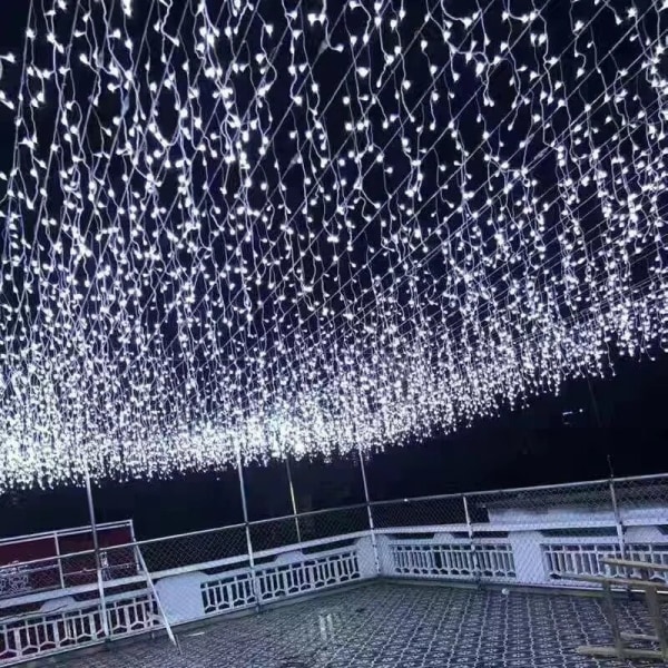 4-20M Gardin Istapp LED Lyslenke Bryllupsfest Høytidsbelysning Julelampedekorasjon for Hjem Takskjegg Gatedekorasjon 8X0.6M 200Leds EU plug Blue