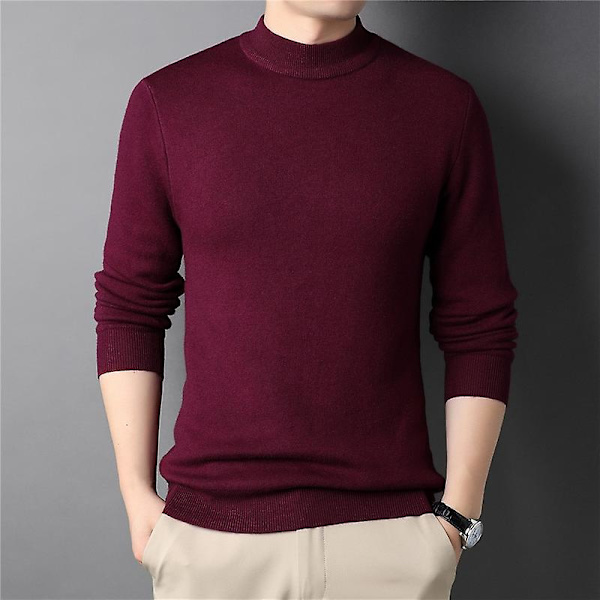 Herr Cashmere Tröja Kofta Halv Polokrage Ungdom Slim Fit Bas Stickad Herr