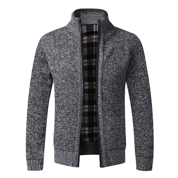 Höst Vinter Varm Cardigan Herr Fleece Dragkedja Tröjor Jackor Herr Slim Fit Stickad Tröja Tjock Cardigan Tröja Kappa Herr Burgundy China XXXL