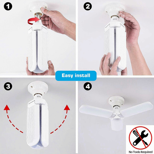 Ej Dimbar LED Garagelampa, Energy Star-Kvalificerad, 6500K Dagsljus, 3 Formbara Aluminium Lamphuvuden, Enkel Installation Inga Verktyg Krävs