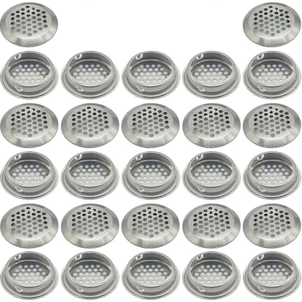 27 Stykker 35mm Ventilasjonsrist i Rustfritt Stål Rundt Mesh Pustende | for Kjøkkenmøbler Ventilasjon Munnstykke i Rustfritt Stål | for Skap Garderobeskap