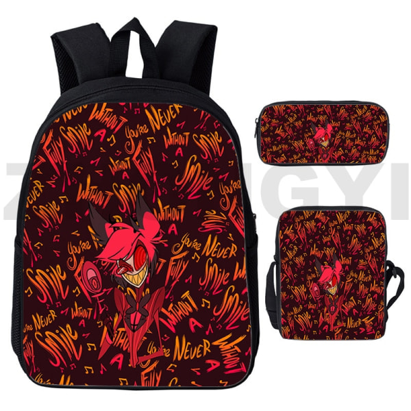 Tecknad Hazbin Ryggsäck Herr Sport Skolväska Set om 3 Hazbin11 3 Pcs Set 12 inch