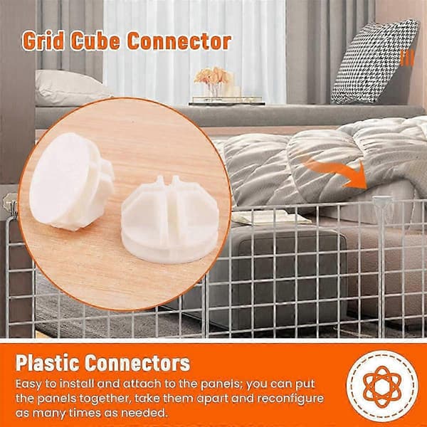 20 stk. Grid Cube Connector Abs-koblinger for Wire Cube Oppbevaringshyller (Hvit)
