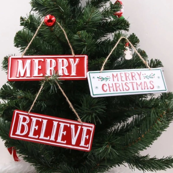 Kreativ Julskylt i Järn Kan Hängas DIY Jul Välkomstkort Fönsterdekorationer God Jul Metall Dekor Skylt Plakett white background 1pc