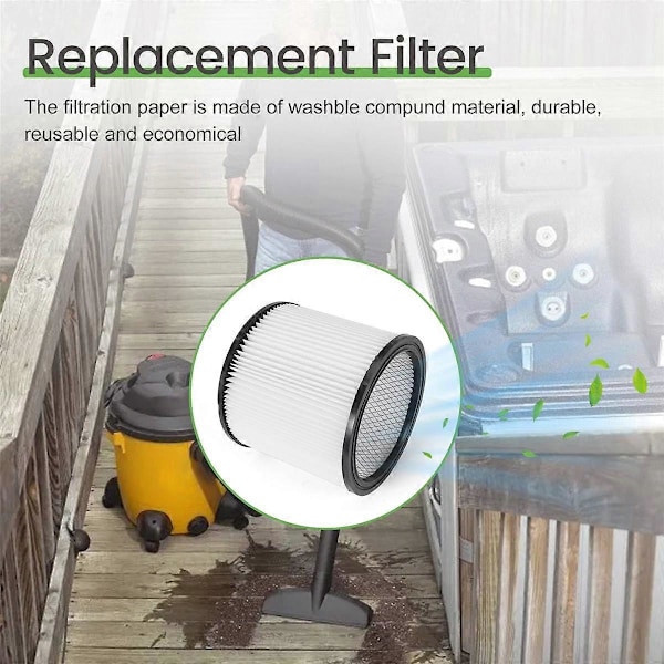 Korvaava suodatin Shop Vac -suodattimille 90304 90333 90350 Sopii useimpiin märkä/kuivaimureihin 5 gallonaa ja A
