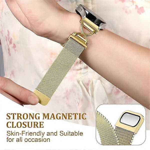 Kompatibel med Garmin vivoactive 5 / GarminActive 5 Milanese Lenke Elektroplettert Rustfritt Stål Magnetisk Klokkereim med X-Form Gold