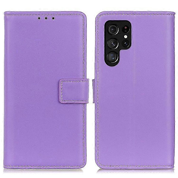 Anti-fald Mobiltelefon Cover Kompatibelt Til Samsung Galaxy S23 Ultra 5G, PU Læder Foldbart Stativ Beskyttende Flip Telefon Wallet Etui Purple
