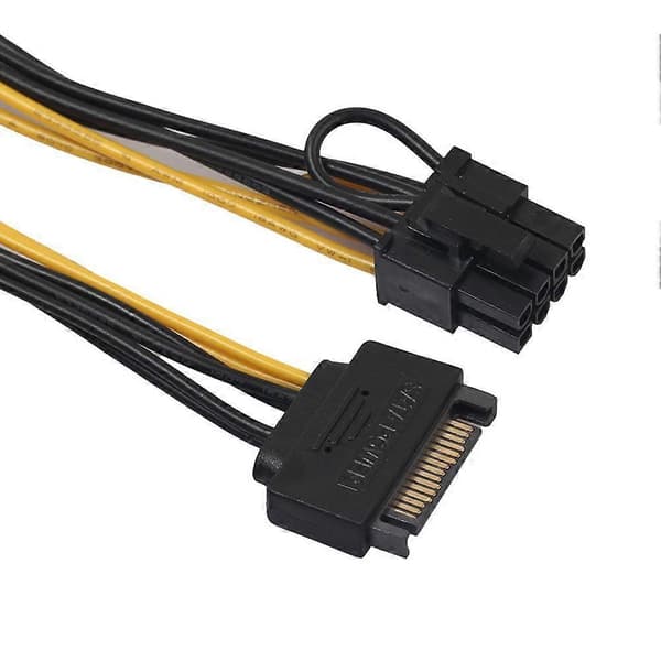 SATA 15 pin Han til 8 pin 6+2 PCI-Express PCIe Video - Strøm