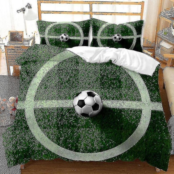 Fotballmønster Dynetrekk Sett Tredelt Sett Sengetøy Stil 111 210*210cm three-piece set