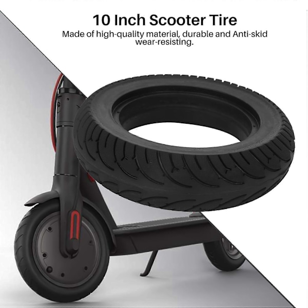 10X2.5 Svart Massivt Däck för Elektrisk Scooter Hopfällbar E-Bike Breddat Däck Gummi Icke-Uppblåsbart Elect